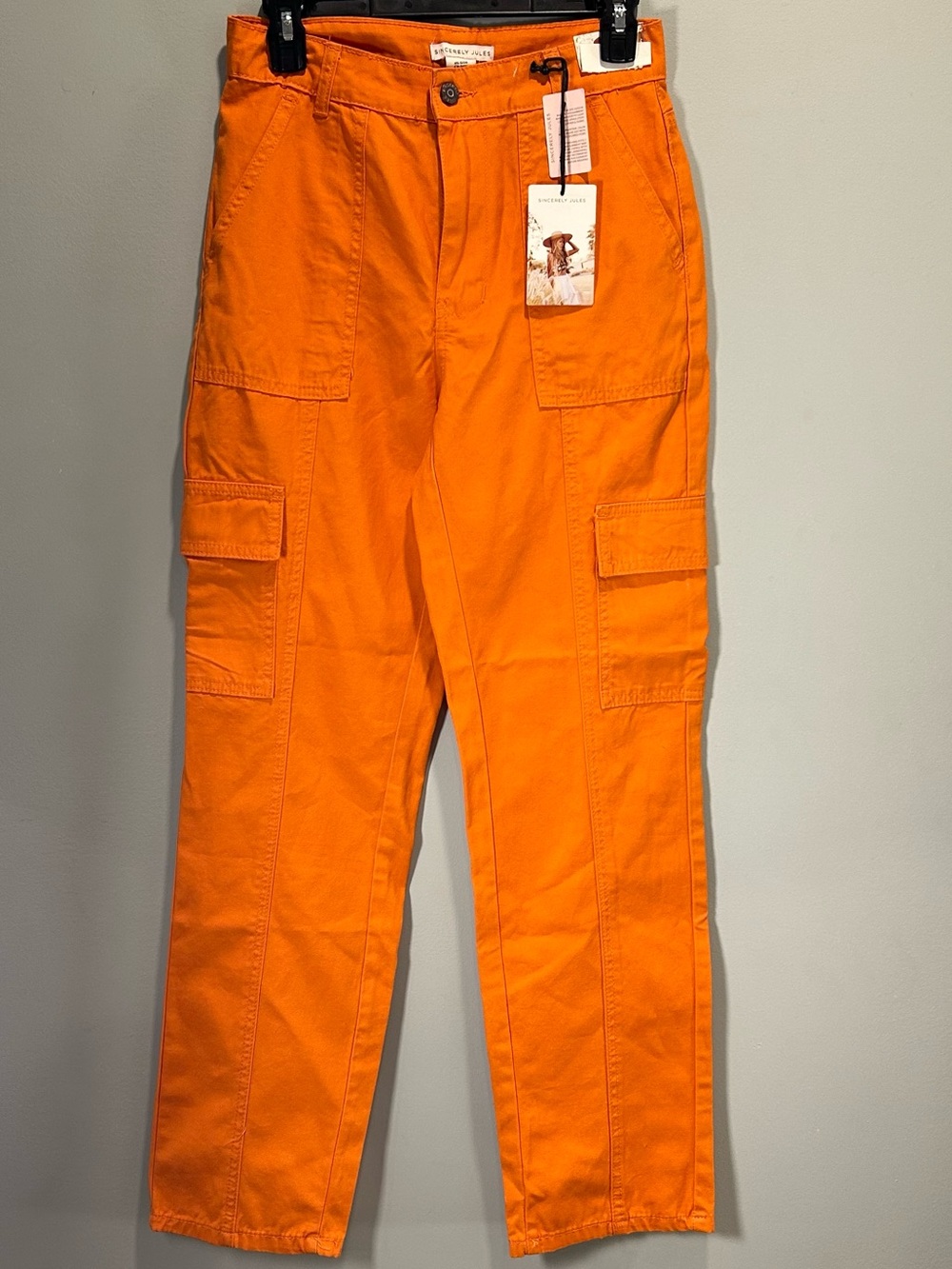 Sincerely Jules Bright Orange Cargo Pants Women’s Size 5/26 New